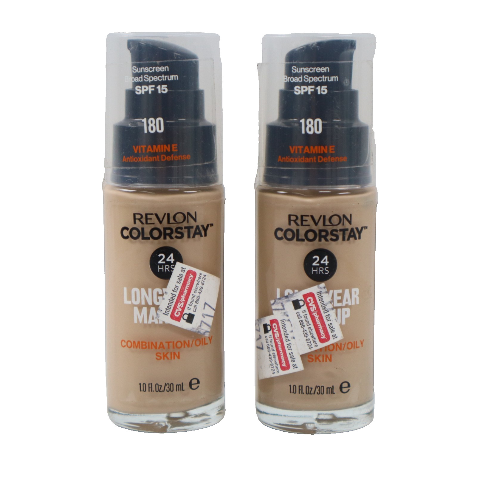2 PACK Revlon ColorStay Makeup for Combination/Oily Skin SPF 15 180 Sand Beige