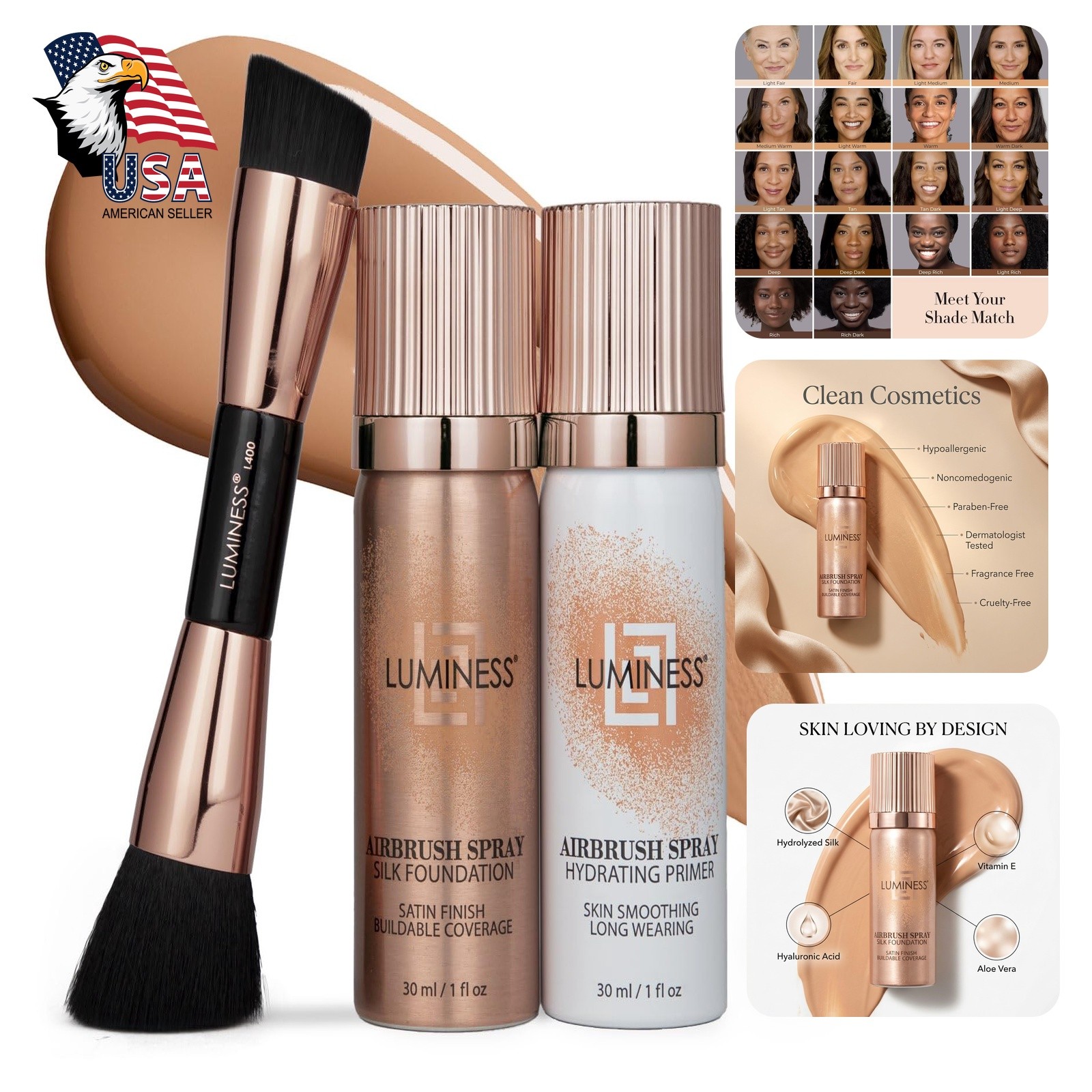 LUMINESS Silk Airbrush Foundation Kit Warm
