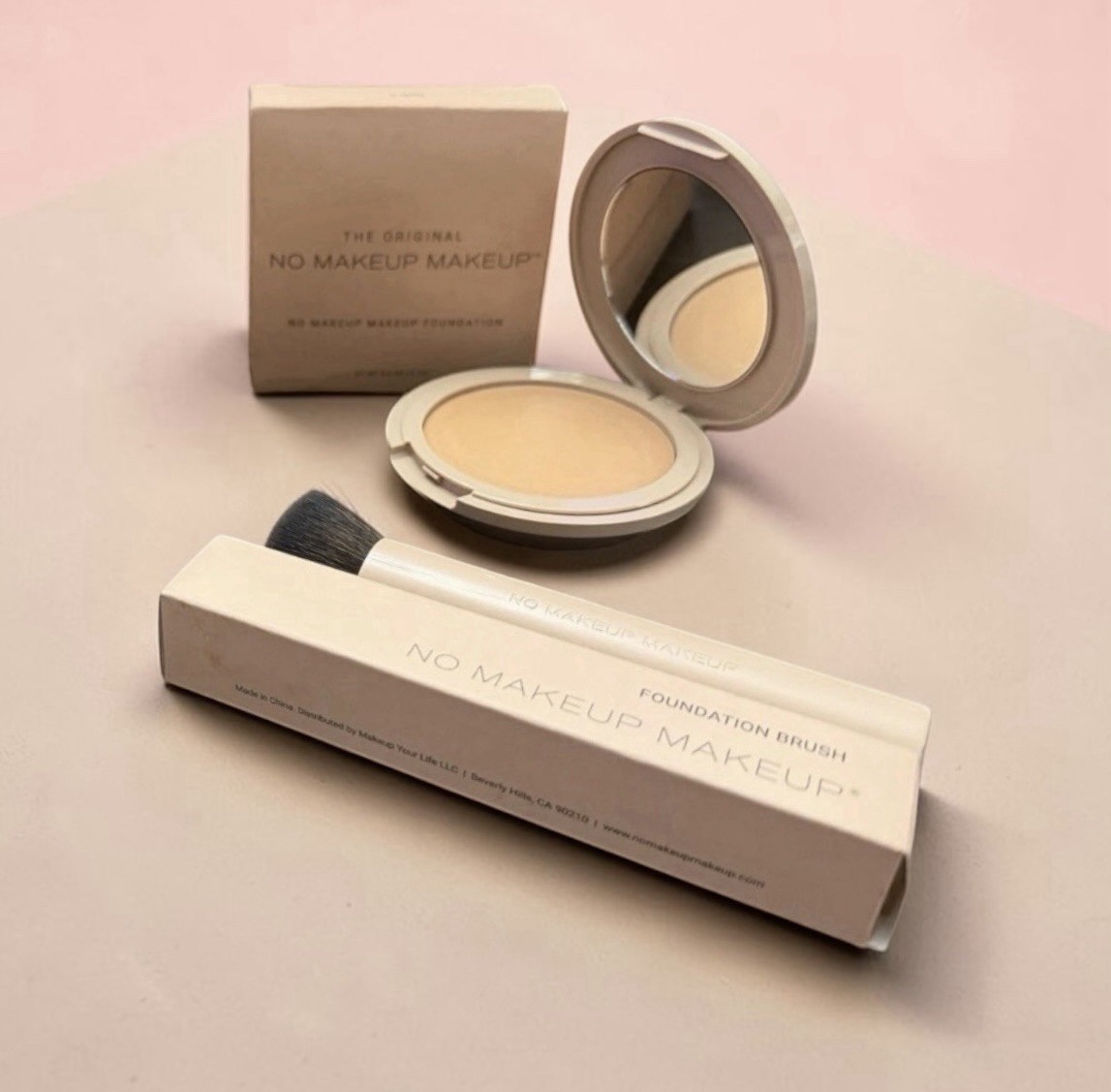 The Original No Makeup Makeup ALMOND Cream Foundation & Brush FlexShade Damaged