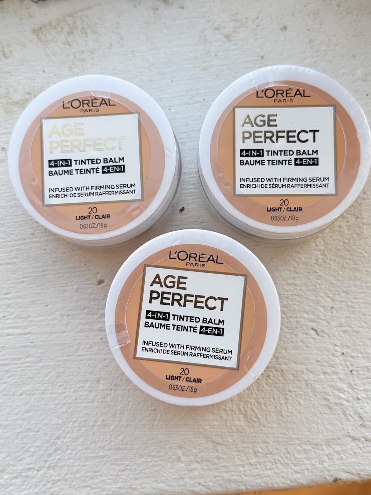 3 PACK L’Oreal Paris Age Perfect 4-in-1 Tinted Balm LIGHT 20