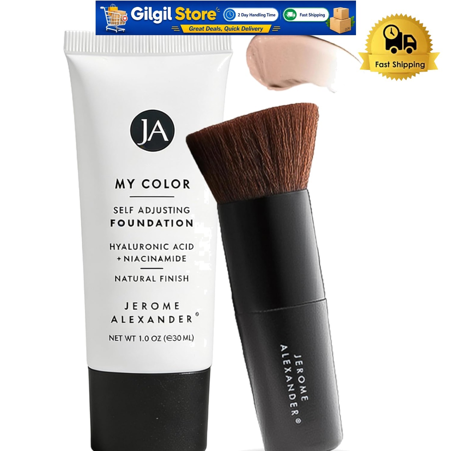 Microbead Technology Foundation with Kabuki Brush – Skin Tone Adapting 1 oz