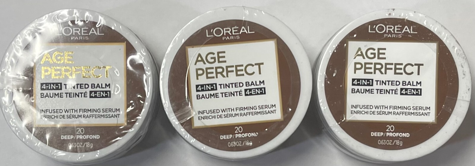 Loreal Age Perfect 4-In-1 Tinted Balm Foundation, 20 Deep, 3 Pack