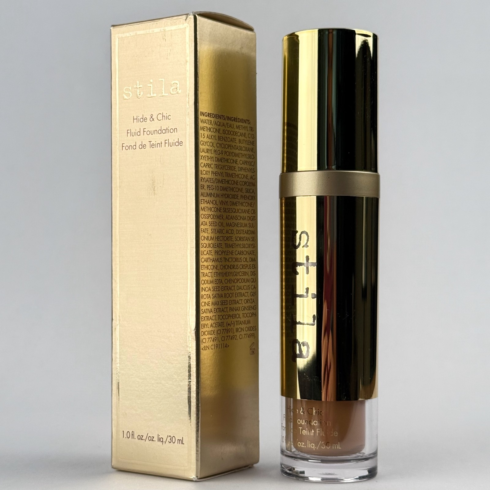 STILA Hide & Chic Fluid Foundation – 1.0 fl oz/30ml – TAN 3 – NEW IN BOX