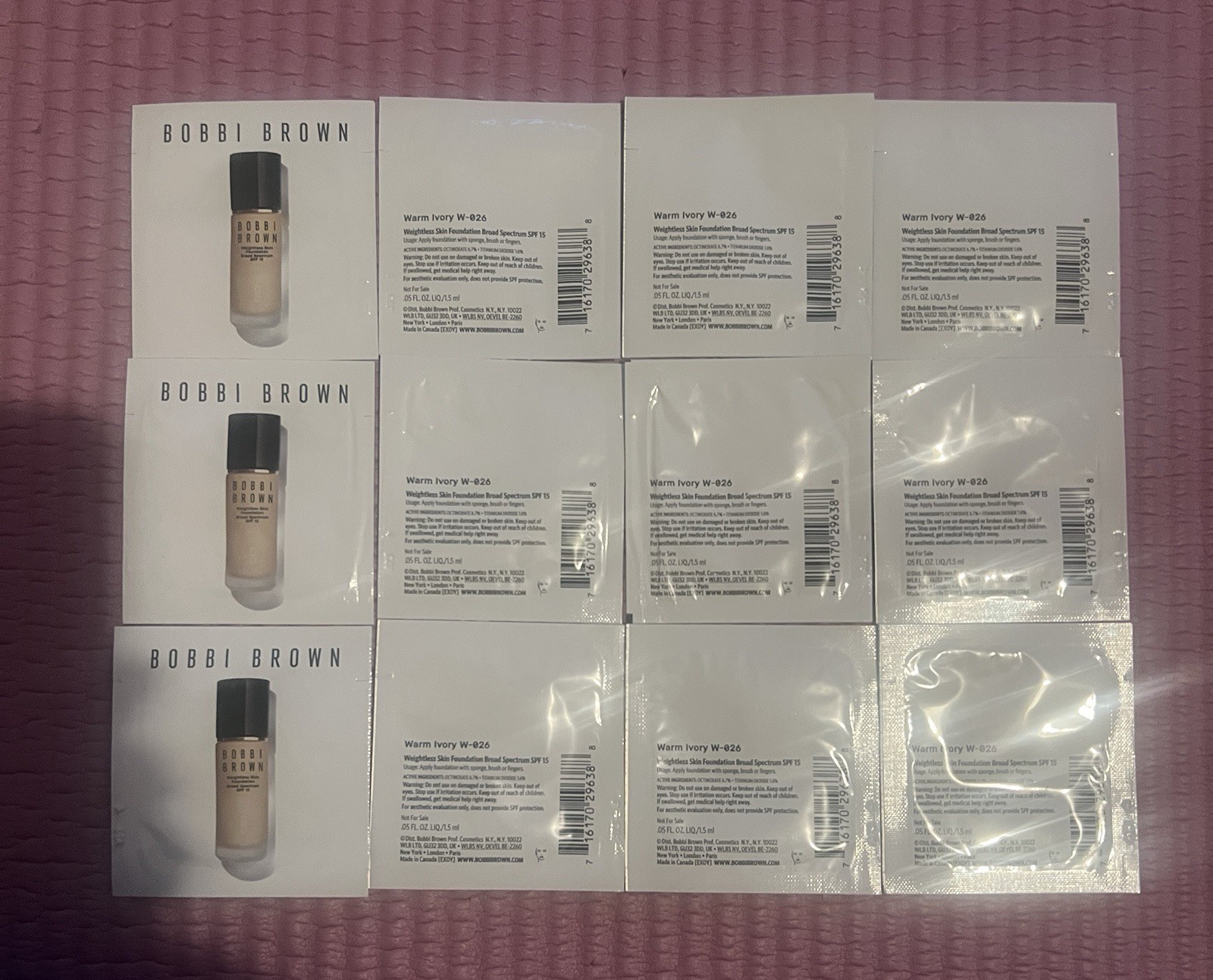 12x BOBBI BROWN Weightless Skin Foundation SPF 15 0.05oz/1.5ml Warm Ivory W-026