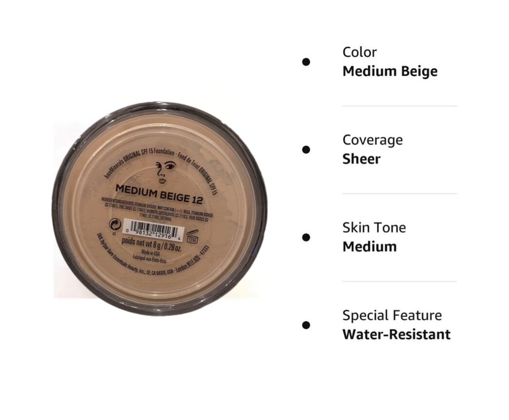 BareMinerals Foundation *Medium Beige 12* SPF15 0.28 Oz/ 8g