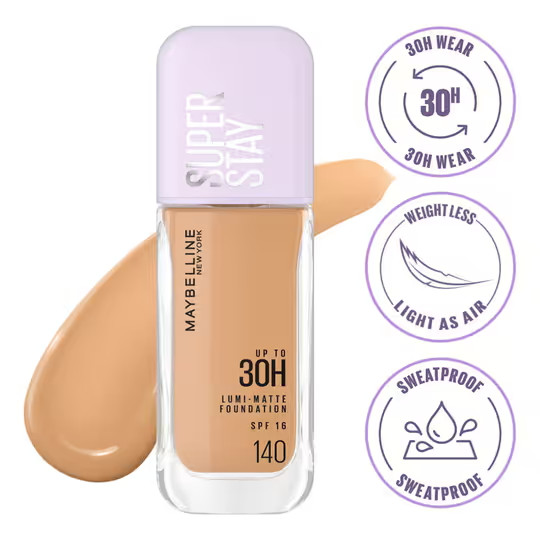 Maybelline New York Super Stay 30H Lumi-Matte Liquid Foundation – 140 (35ml)