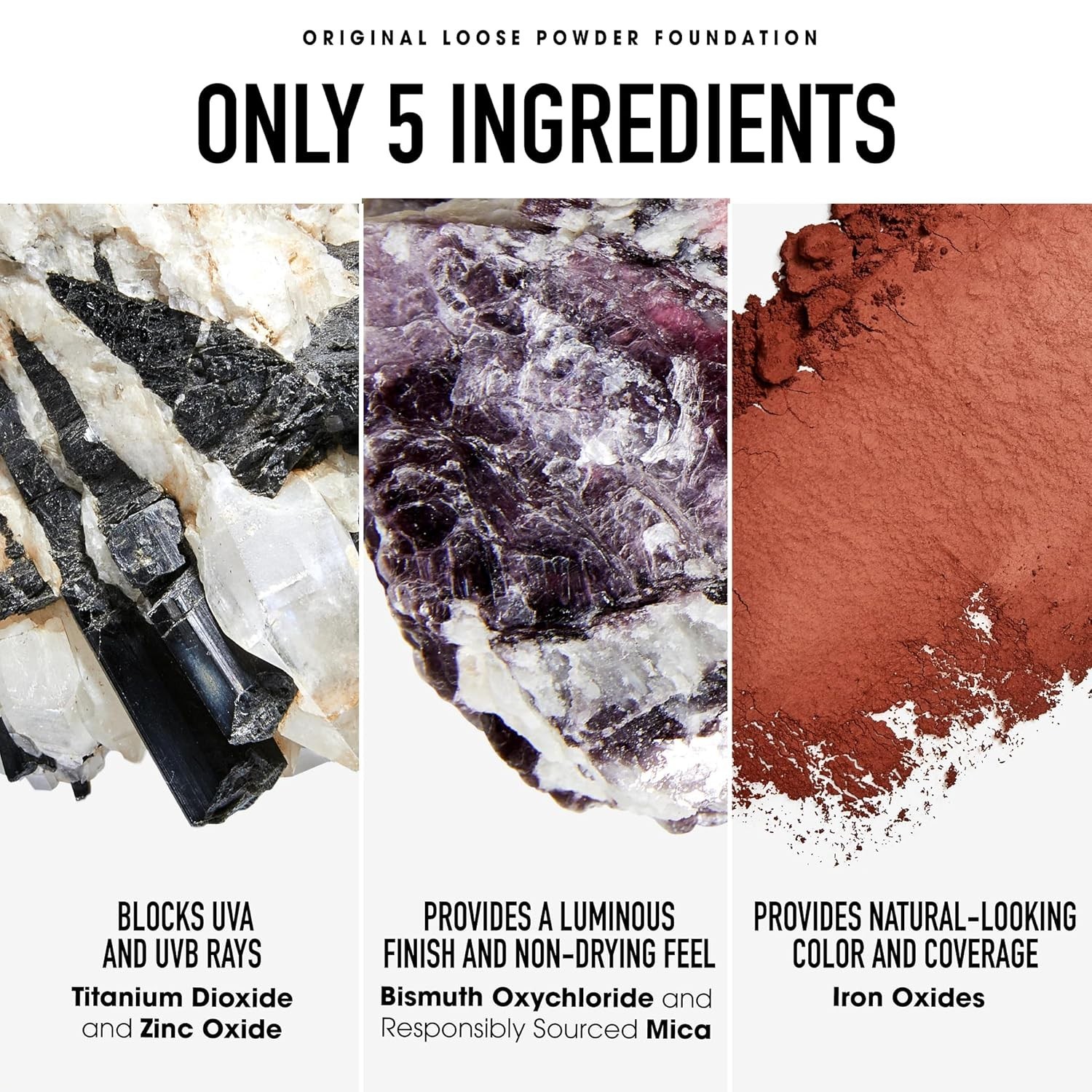 Loose Powder Foundation SPF 15, Clean Mineral Powder Face Makeup, Sheer-to-Fu…