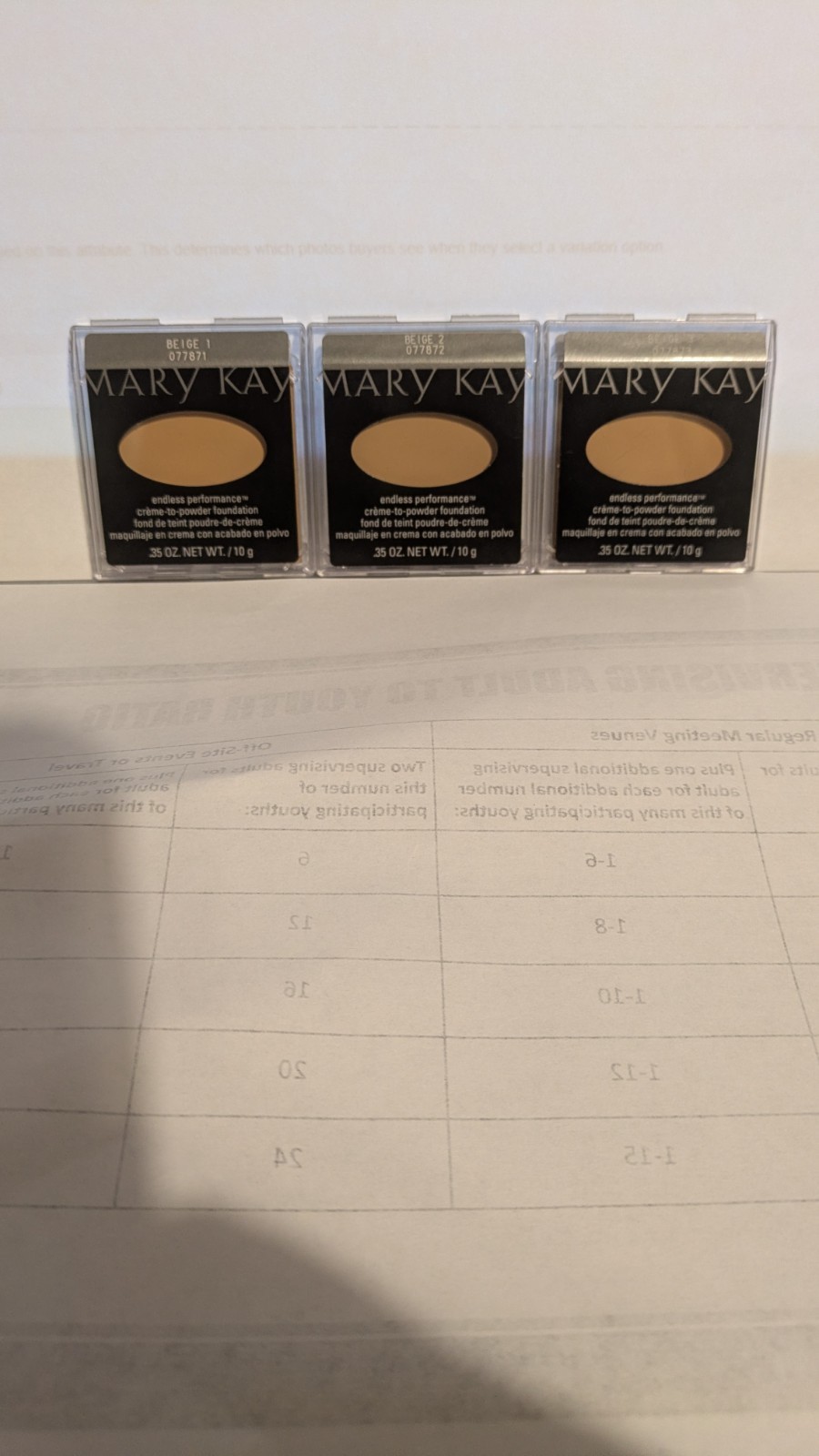 MARY KAY RARE ENDLESS PERFORMANCE IVORY AND BEIGE CREAM FOUNDATION (06/26)
