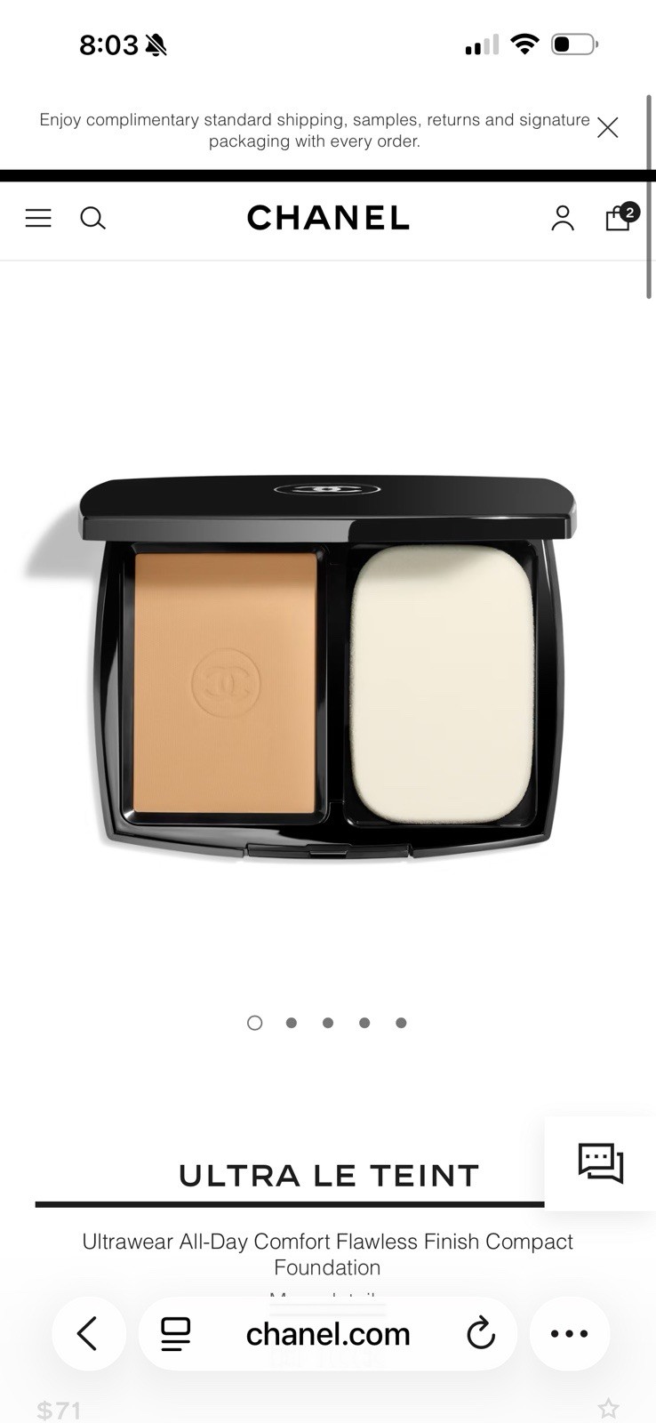 New Chanel Ultra Le Teint Compact Foundation BD91 13g Flawless Finish With Pouch