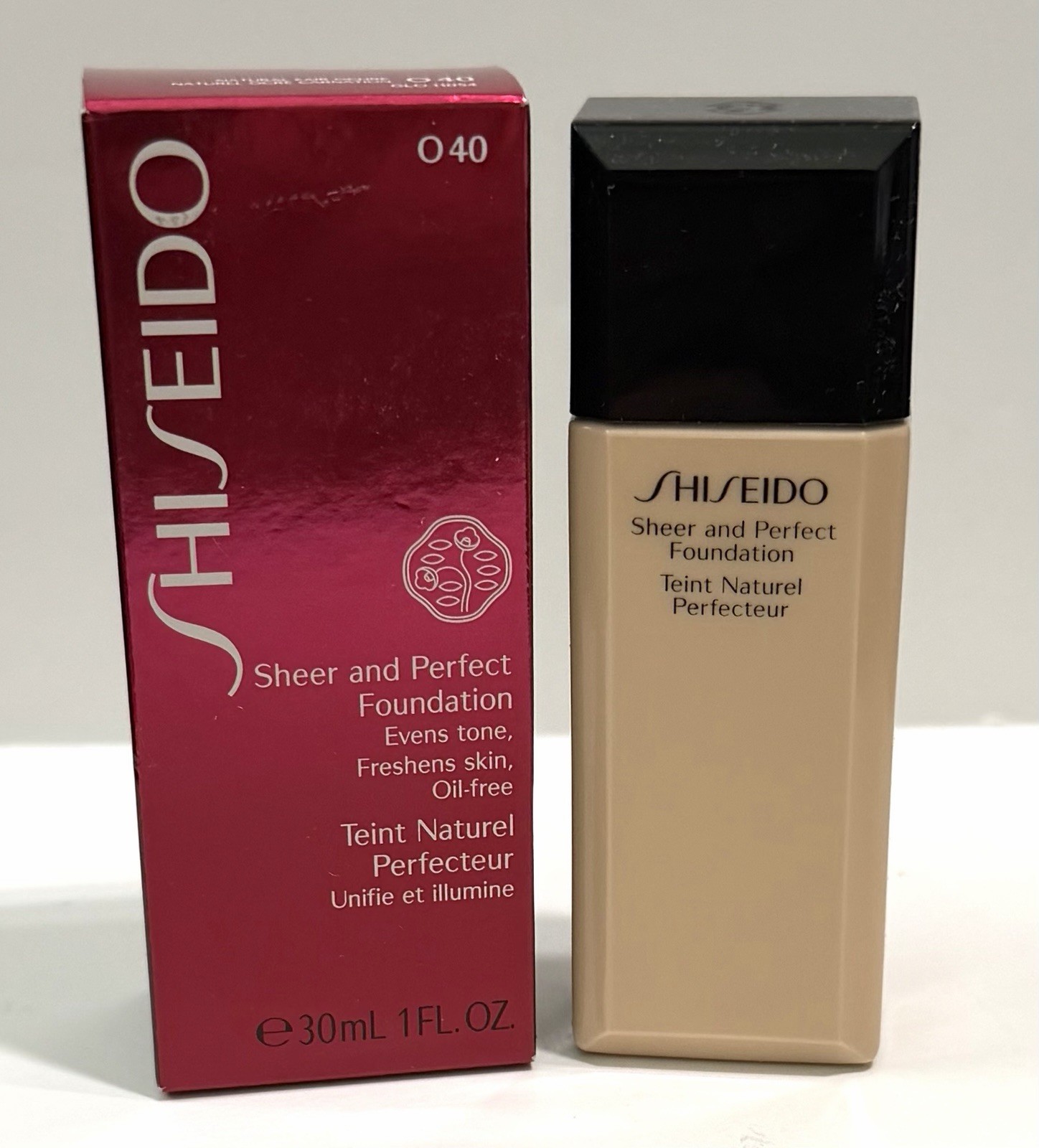 Shiseido Sheer and Perfect Oil Free Foundation O40 Natural Fair Ochre Free Ship