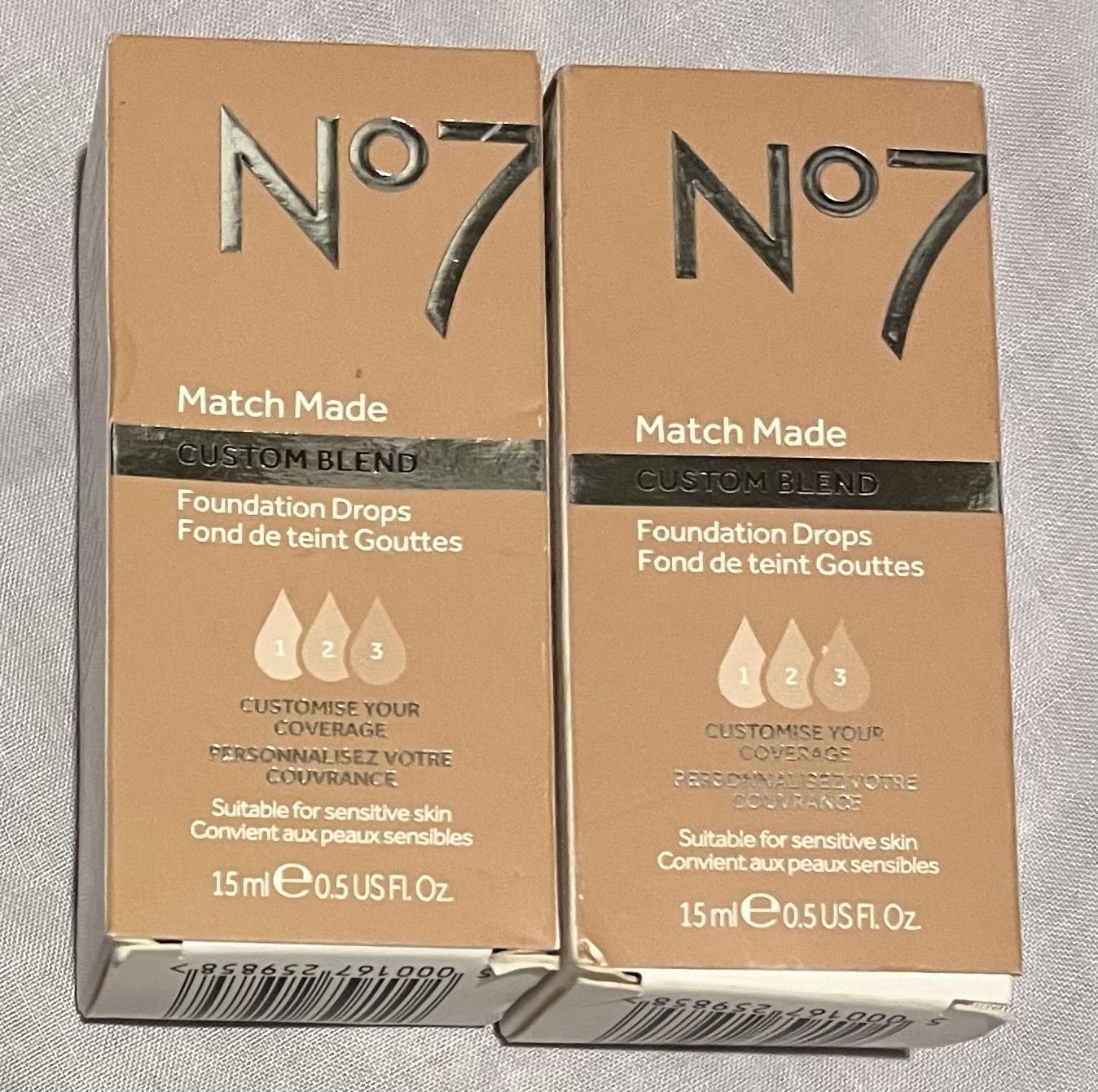 Pack of 2 – No7 Match Made Custom Blend Foundation Drops- deeply Ivory 0.5 fl Oz