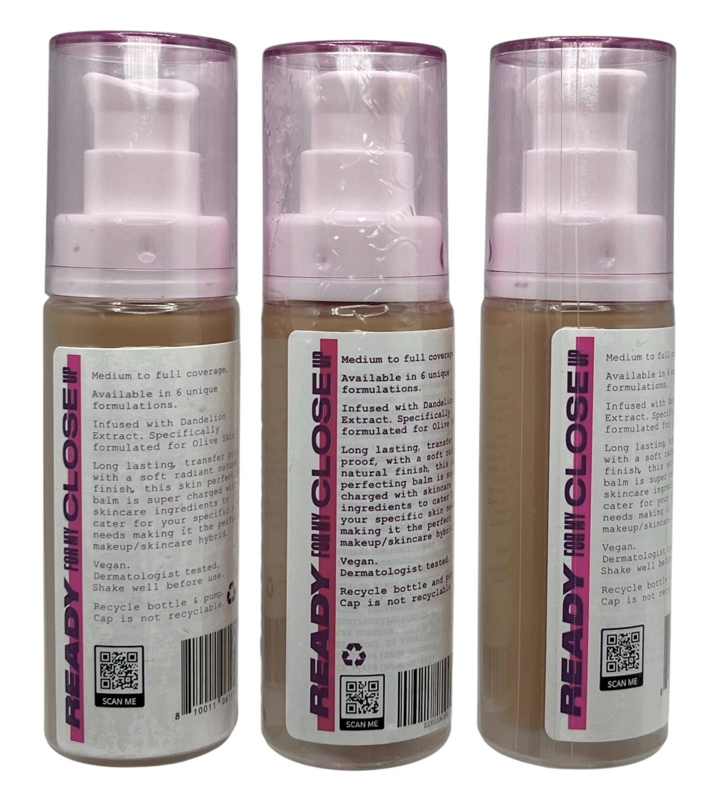 3 Pack UOMA By Sharon C Flawless IRL Skin Perfecting Foundation Honey Honey T4