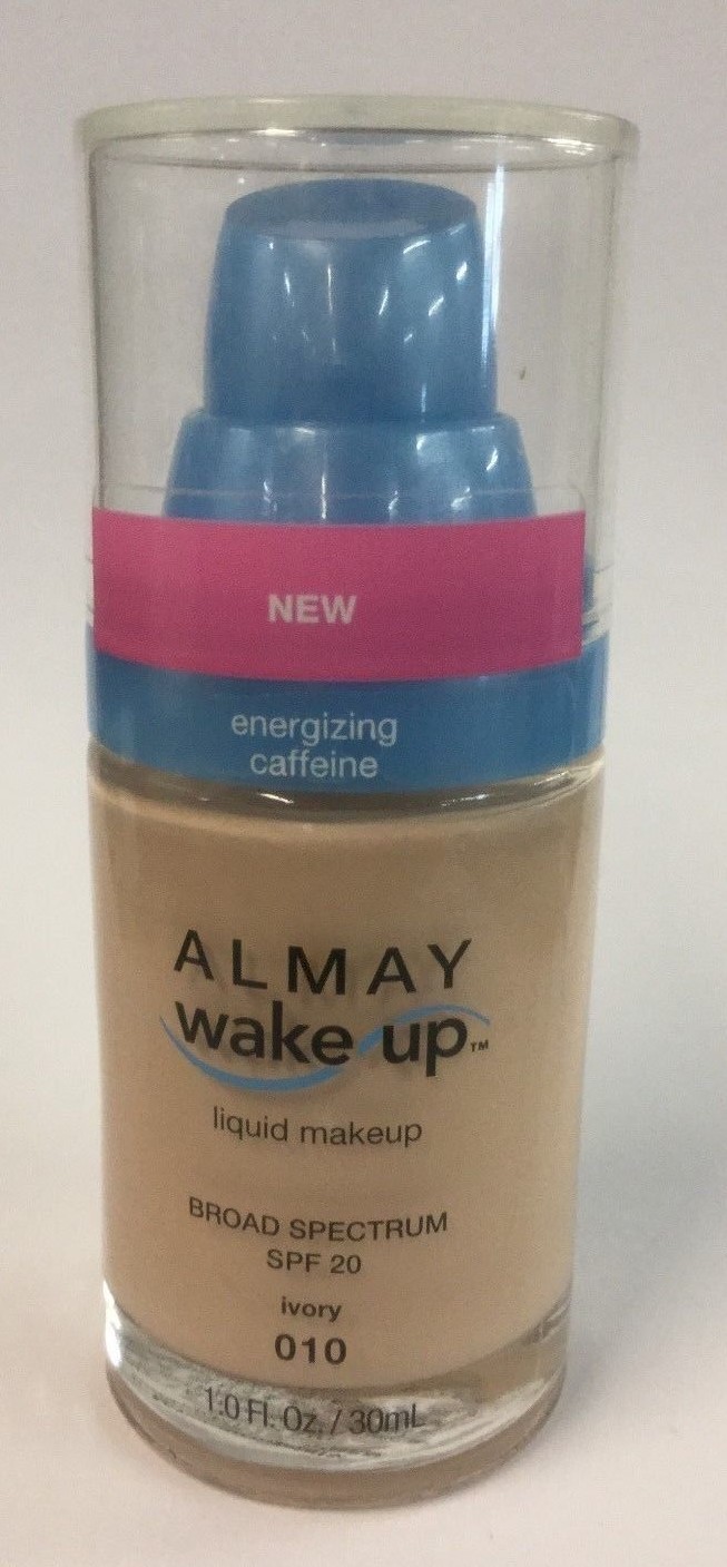 Almay Wake Up Energizing Caffeine Liquid Foundation Makeup #010 IVORY SPF 20