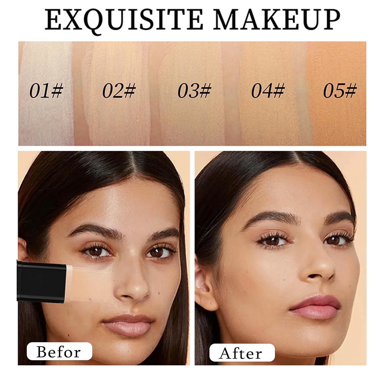 Waterproof Full Coverage Foundation Stick with Brush for Effortless Beauty