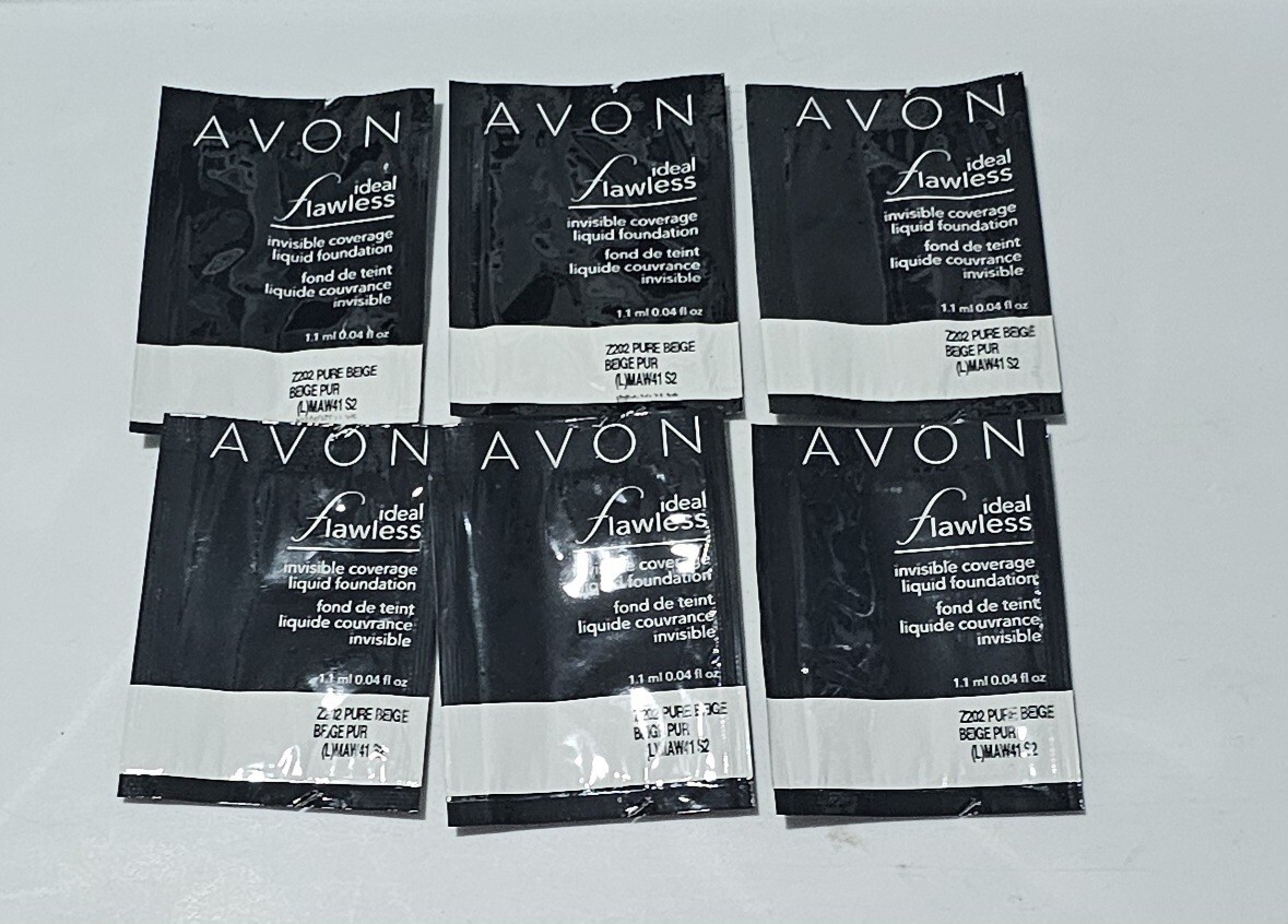 Avon Lot of 6 Ideal Flawless Liquid Foundation Samples in Pure Beige ..Free Ship