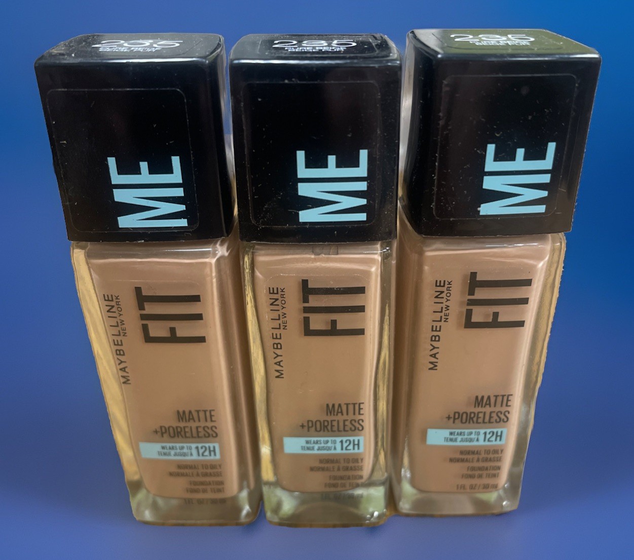 Maybelline Fit Me! Matte + Poreless Foundation #235 Pure Beige Lot Of 3 Bottles