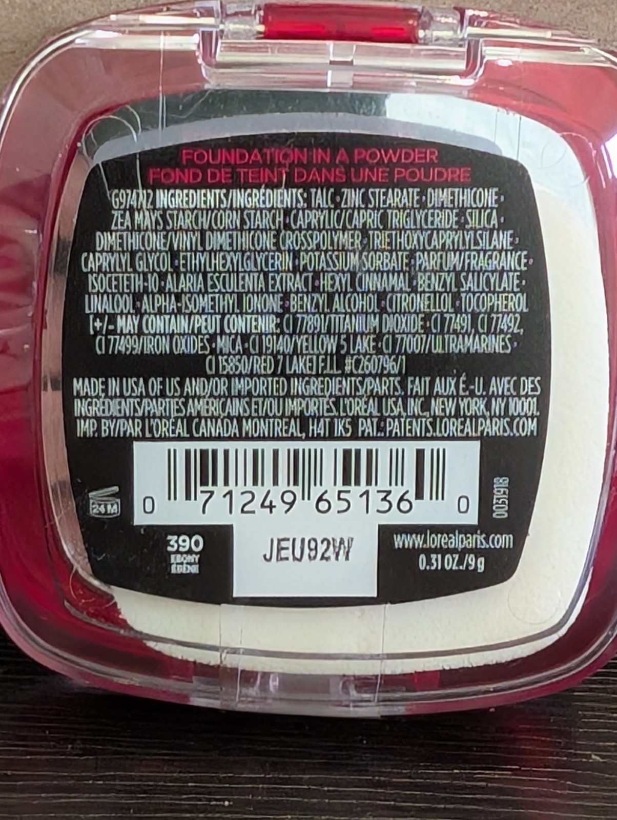 L’Oreal Infallible Foundation Powder – Ebony (390)