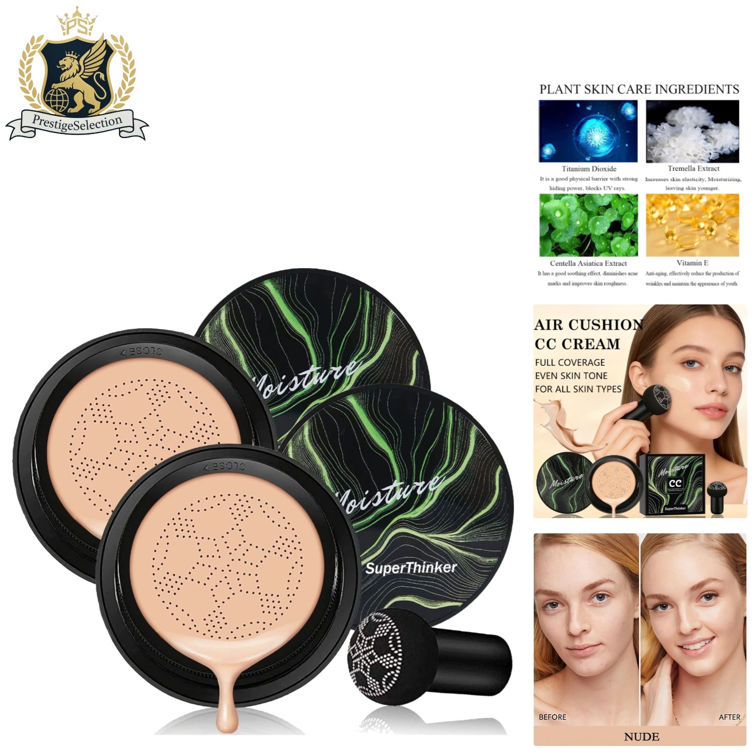 Long Lasting Moisturizing CC Cream Foundation – Blurs Imperfections (2PCS Nude)