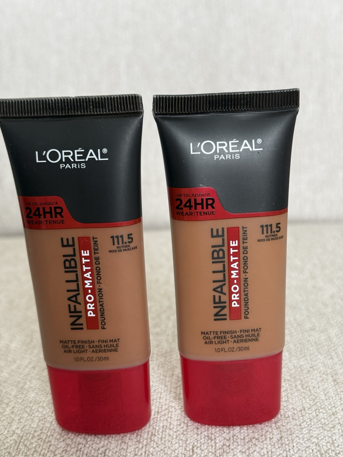 (Pack of 2) L’Oreal Pro-Matte Liquid Longwear Foundation, 111.5 Nutmeg, 1 fl oz