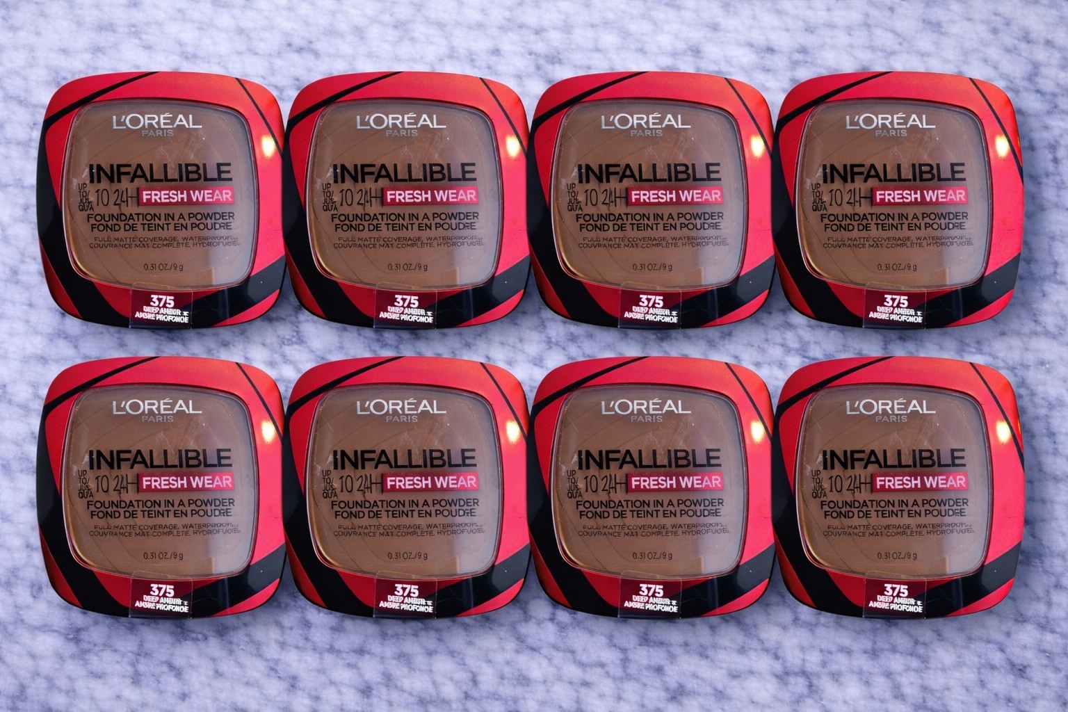 8 Pk L’Oreal Infallible 24H Fresh Wear Foundation In a Powder 375 Deep Amber ❤️