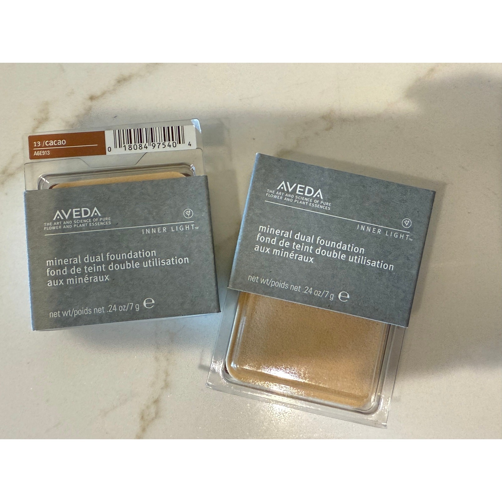 New Aveda Inner Light Mineral Pressed Powder Dual Foundation Set of 2 CACAO