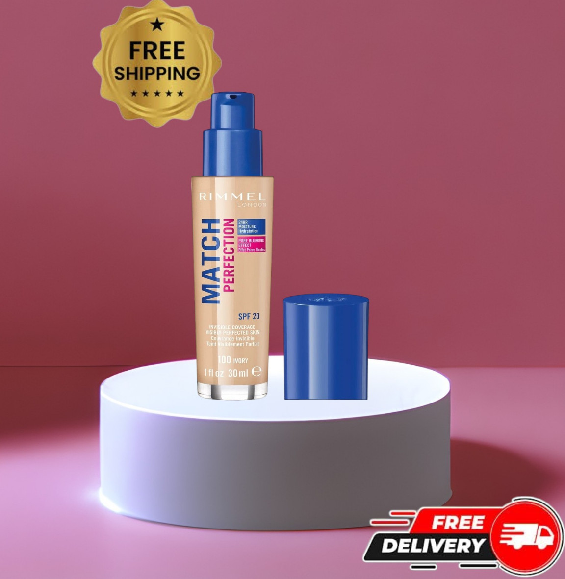 Rimmel London Match Perfection Foundation SPF 20 100 Ivory 30ml New Sealed