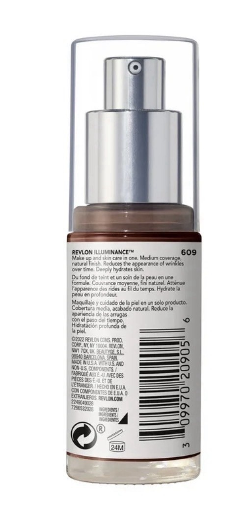 Revlon Illuminance Skin-Caring Foundation 609 Brown Medium Natural Squalane 1 oz