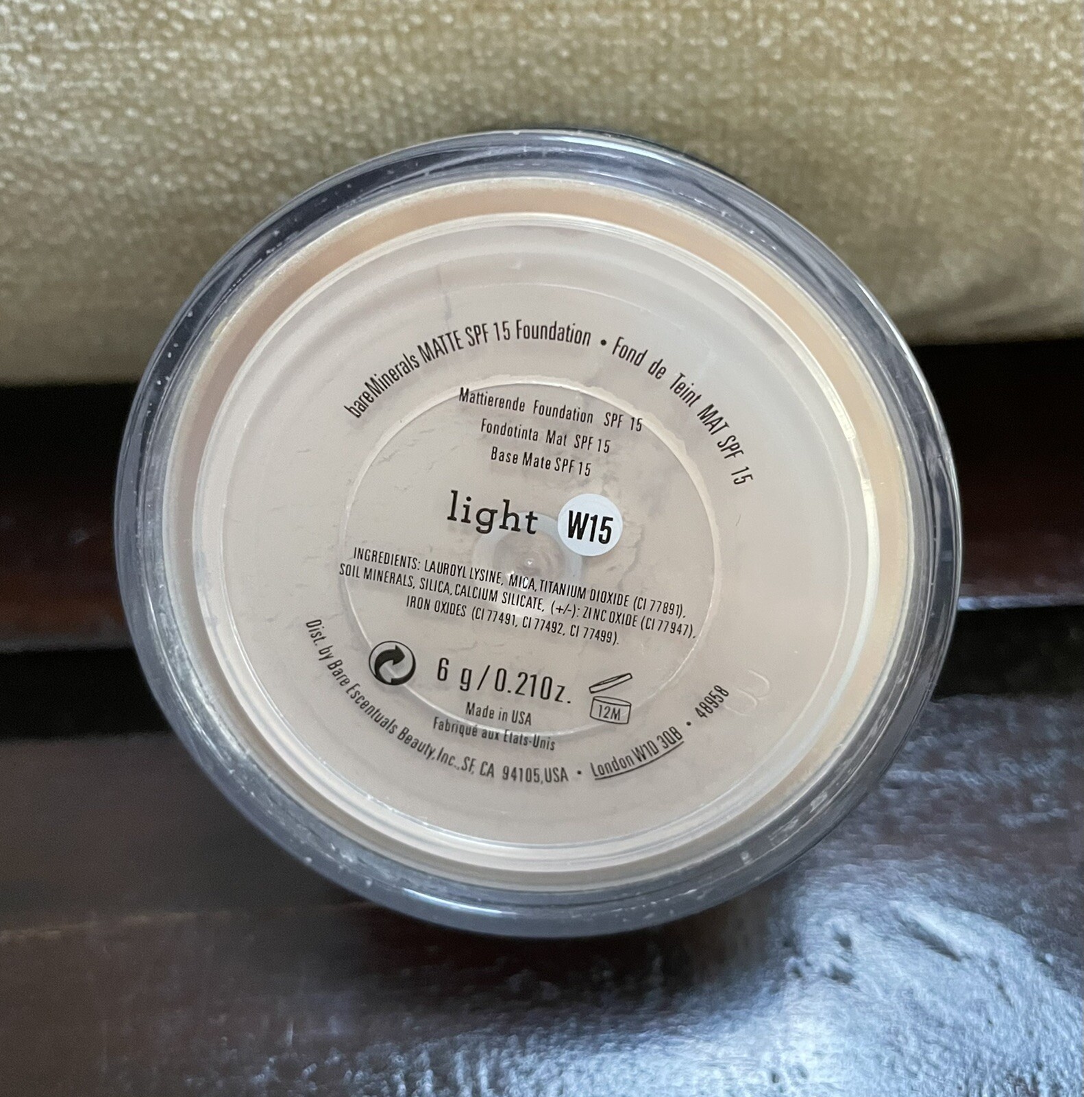 bare Minerals MATTE SPF15 Foundation * LIGHT W15 * Full Size 6g ~ NEW ~
