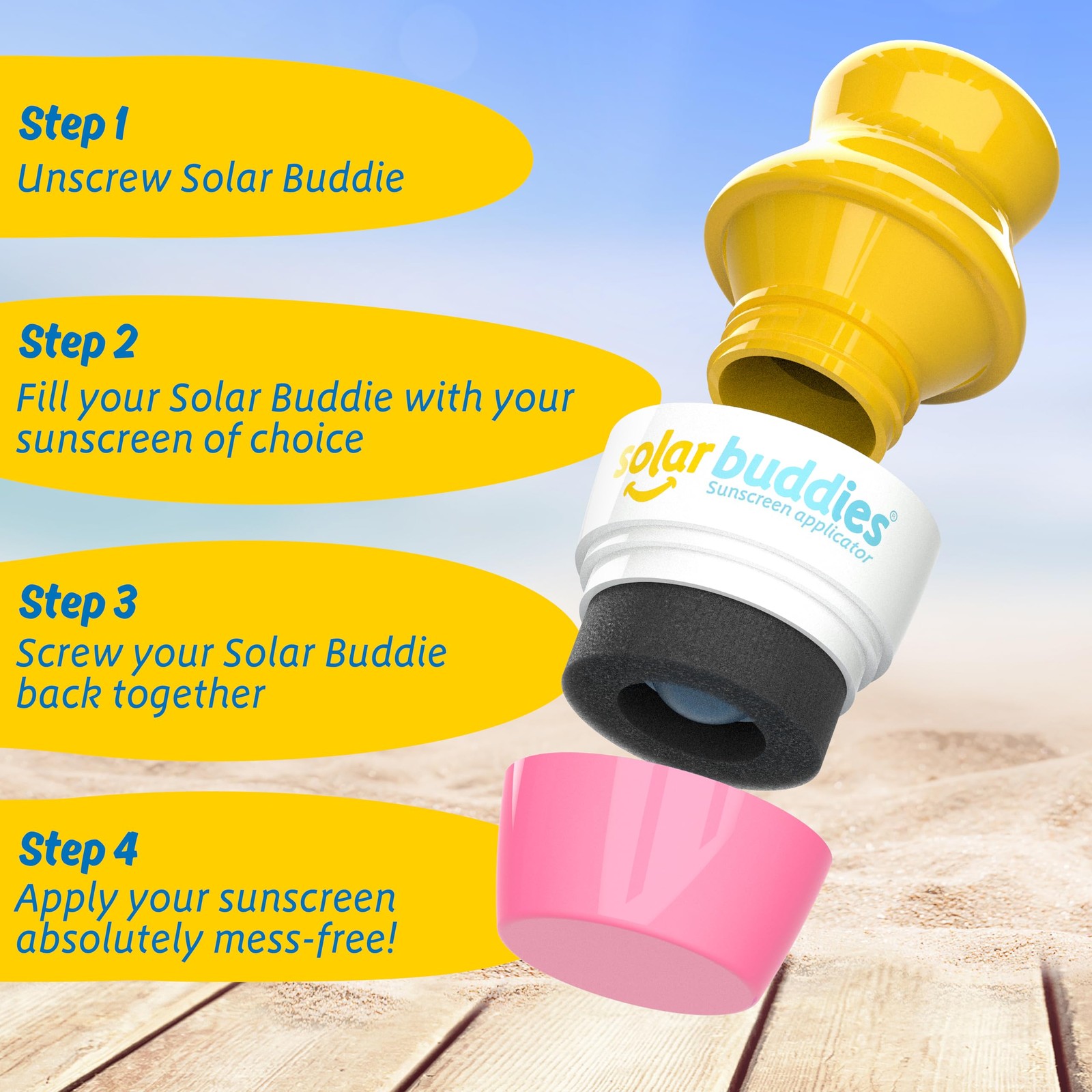 Solar Buddies Sunscreen Applicator – 1 Count (Pack of 1), Pink (Single)