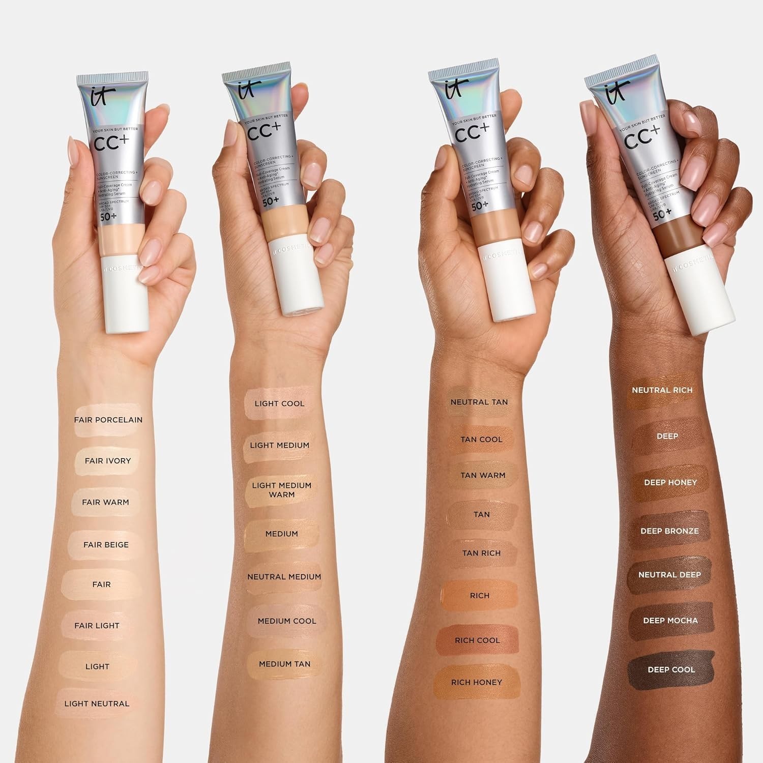 IT Cosmetics CC+ Cream – Full Coverage SPF 50+ Foundation & Color Corrector