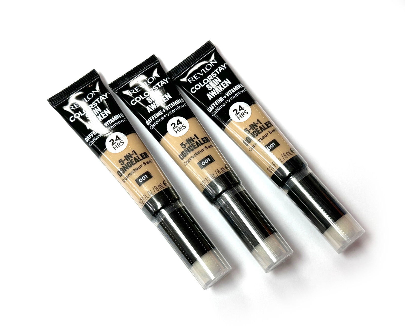 3x Revlon ColorStay Skin Awaken Caffeine VitaminC 24Hr 5-In-1 Concealer 8ml NEW
