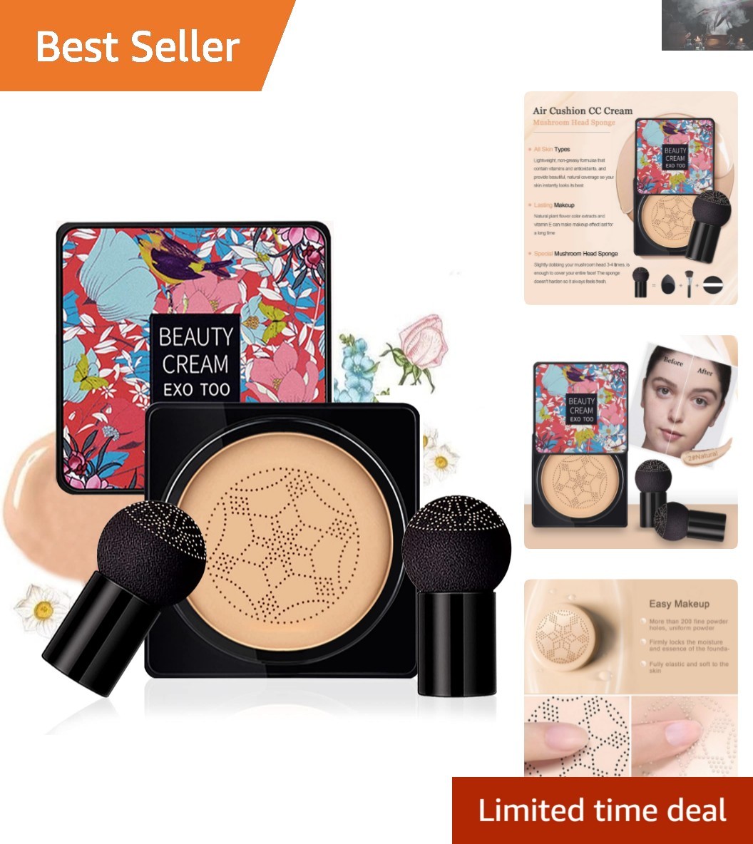 Natural Finish Matte CC Cream with Mushroom Sponge & SPF 50+ for All Skin Types