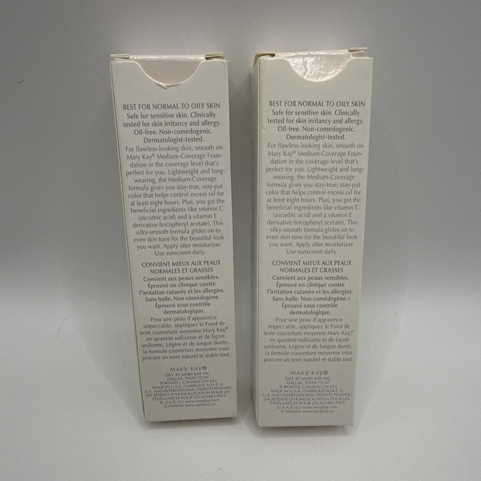 2pk Mary Kay Medium Coverage Foundation Ivory 100 Grey Cap Lot of 2
