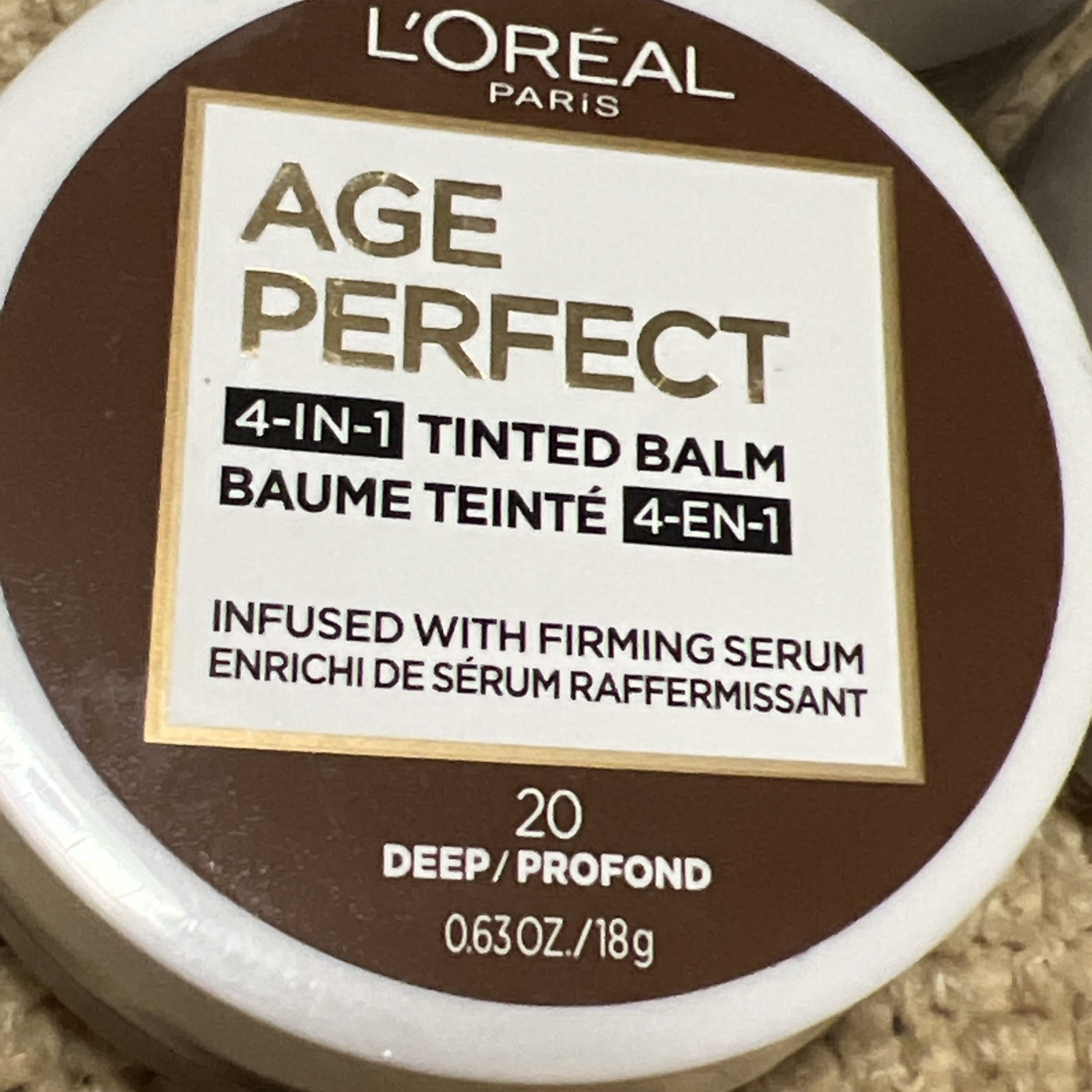 L’Oreal Paris AGE PERFECT 4-in-1 Tinted Balm 20 Deep Profond .63 oz, Lot of 3
