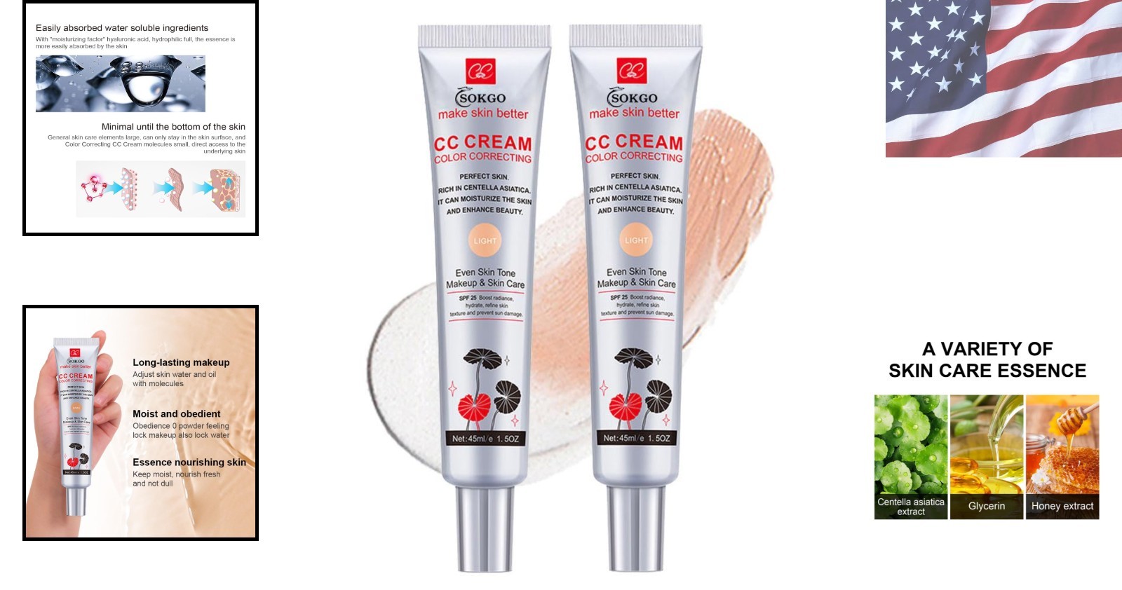 Versatile Color Correcting CC Cream for Even Skin Tone, Hydrating SPF 25 – 1.5oz