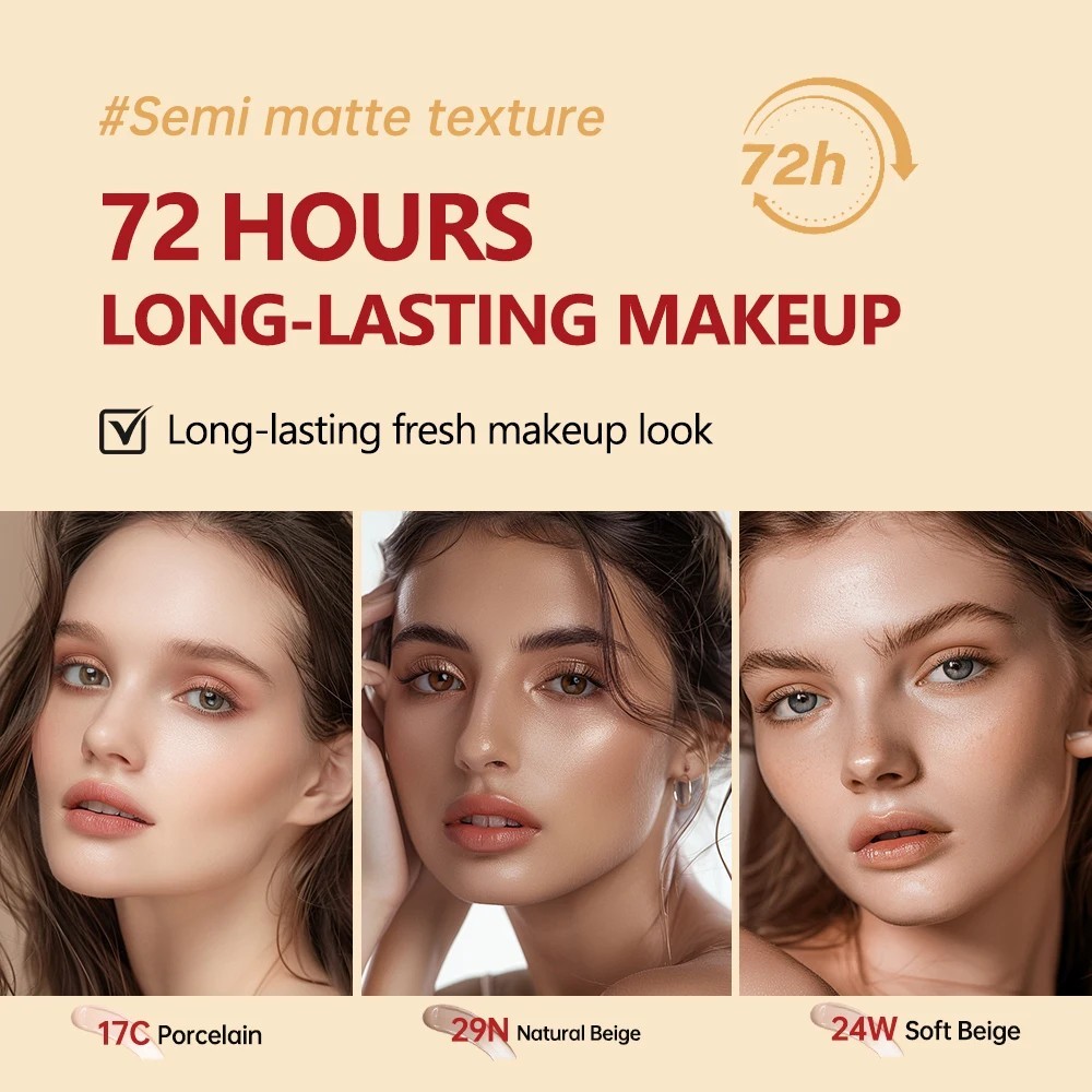 Sunscreen Cushion Foundation Full Coverage Waterproof Long Lasting Makeup Base