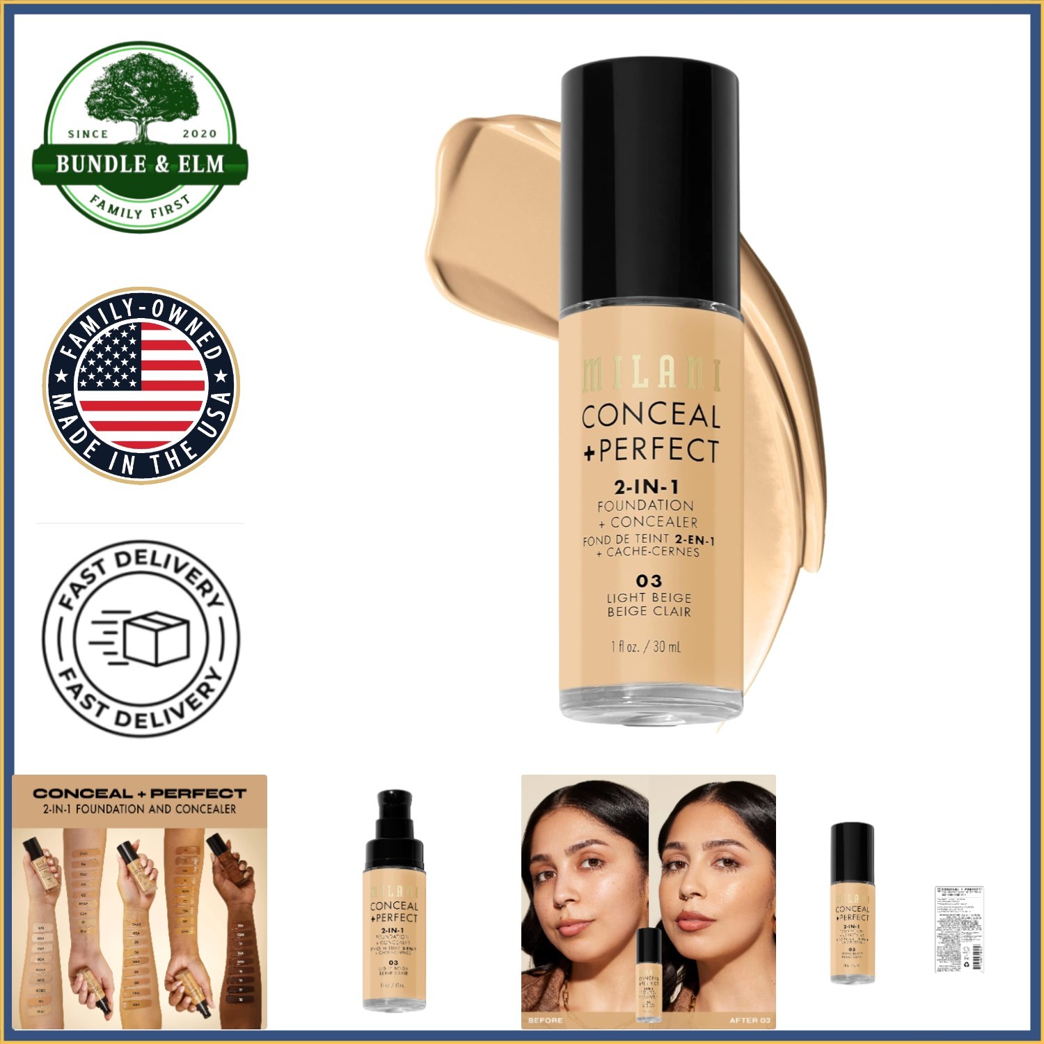 Light Beige Liquid Foundation for All Skin Types, Medium to Full Coverage