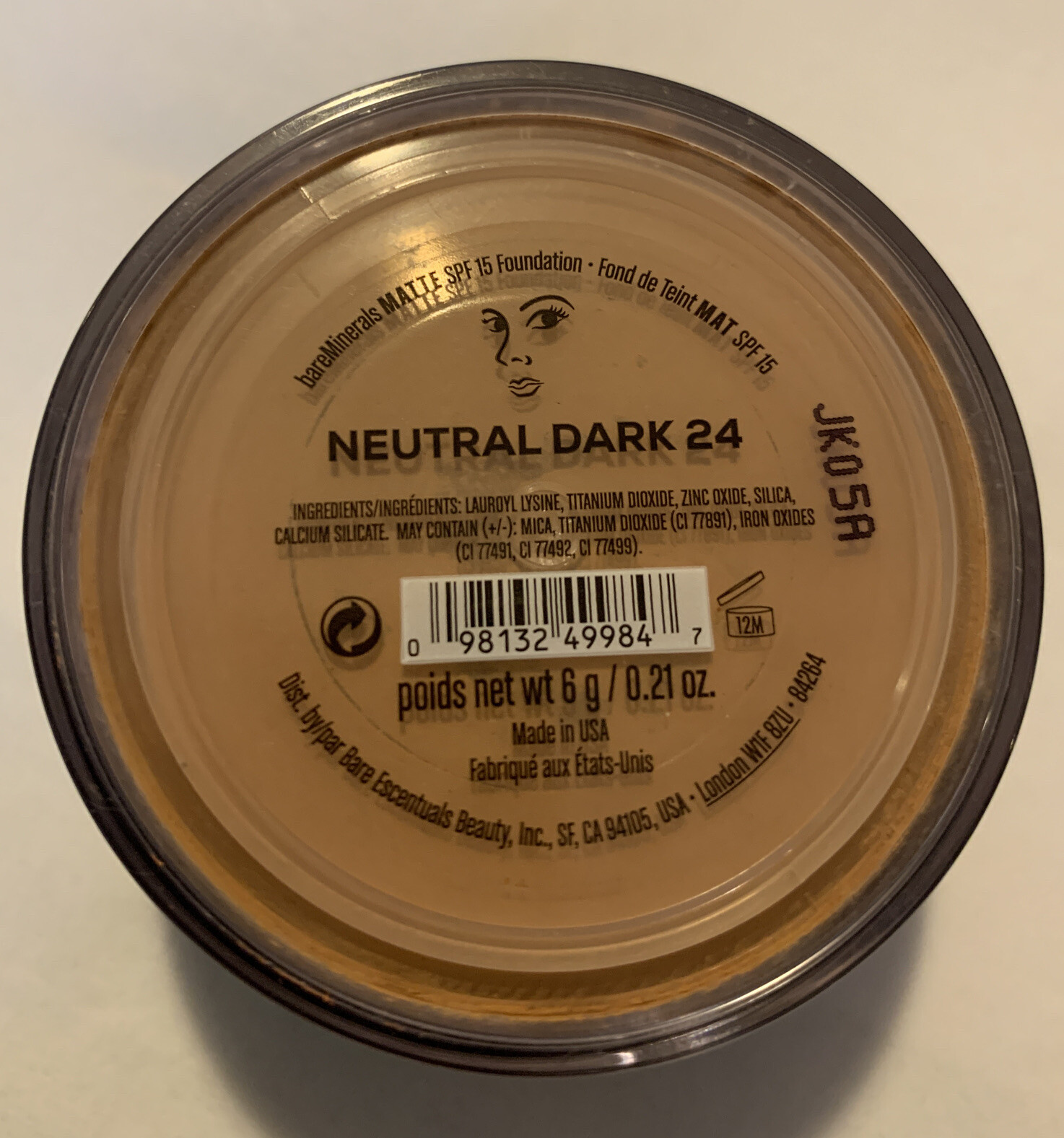 2-NEW BareMinerals Matte Foundation SPF15 No 24 Neutral Dark 6g