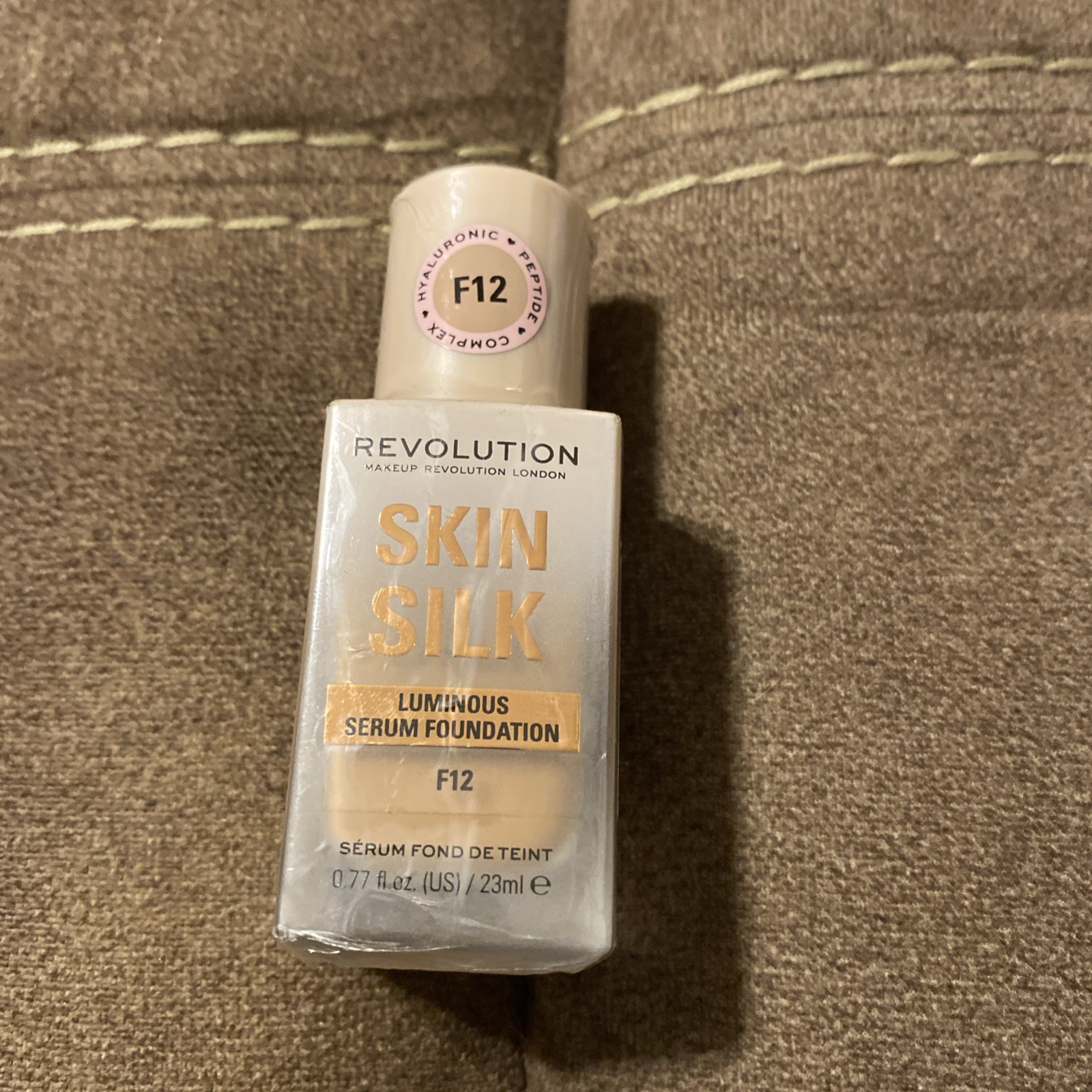 Revolution Skin Silk Serum Foundation F12 for Tan Skin Tones, 0.77 oz -Brand NEW