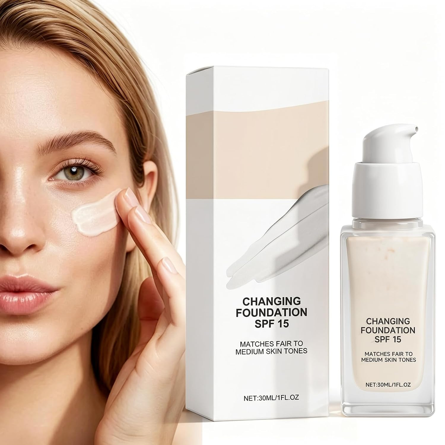 Color Changing Foundation for Mature Skin, 2026 New 2-In-1 Hydrating Lightweight