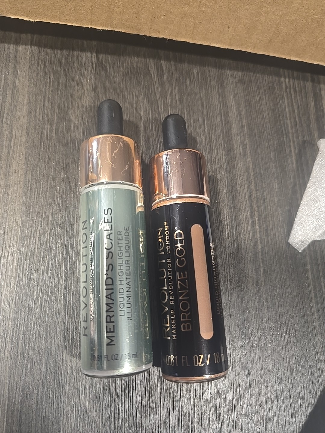 2 Pack Revolution Liquid Highlighter Makeup Unicorn Elixir And Bronze Gold