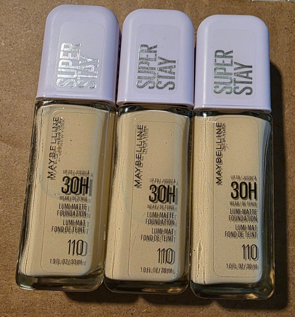 Maybelline Super Stay Active Wear 30H Liquid Foundation #110 1 Fl oz x 3 Bottles