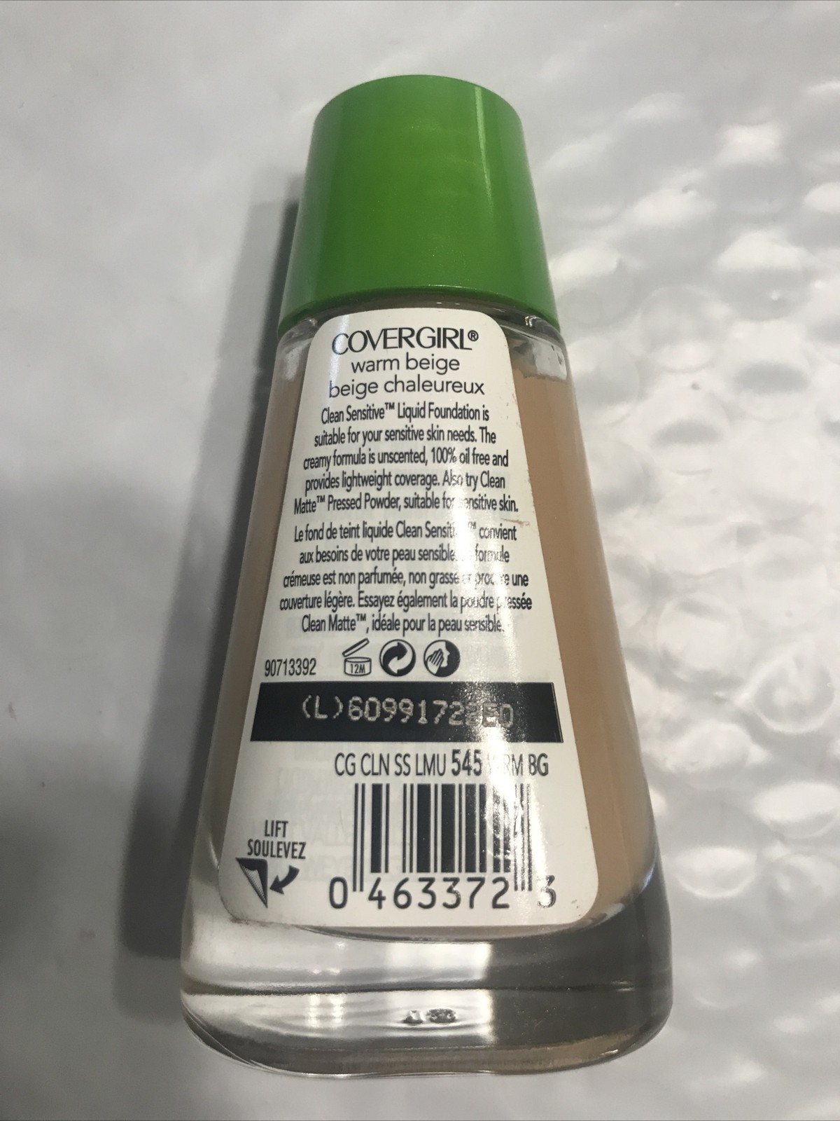 COVERGIRL Clean SENSITIVE Liquid Foundation 545 WARM BEIGE unsealed
