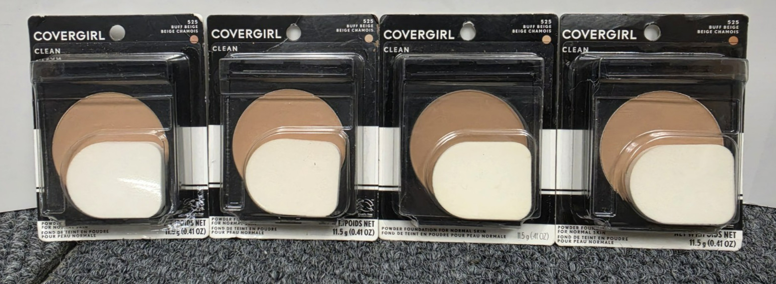 4X CoverGirl Clean Powder Foundation for normal skin 525 Buff Beige 0.41oz READ3