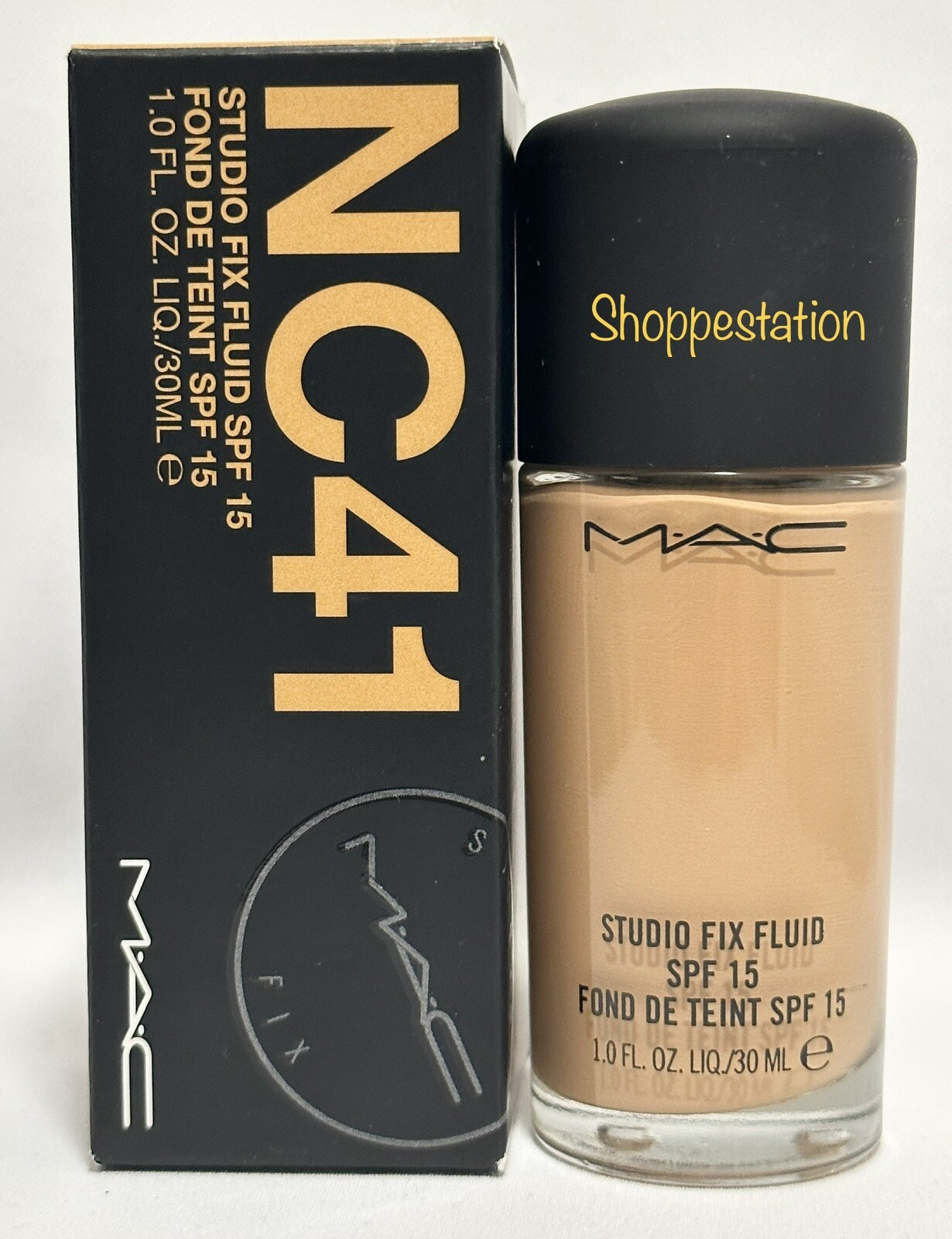 MAC Studio Fix Fluid Foundation SPF15 Shade NC41 Full Size 1oz / 30ml New In Box