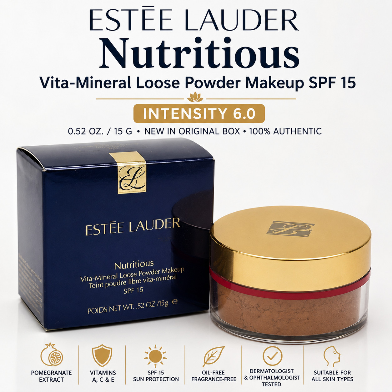 Estee Lauder Nutritious Vita-Mineral Loose Powder Makeup SPF 15 Intensity 6.0