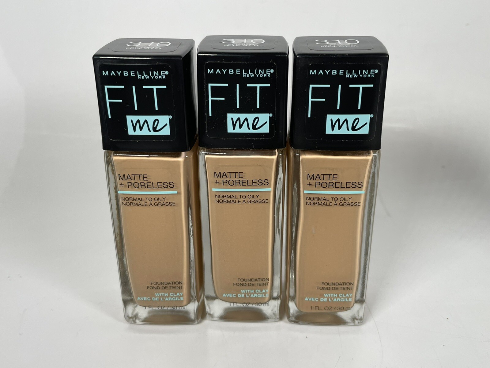3 Maybelline Fit Me Matte + Poreless 310 SUN BEIGE Foundation Normal to Oily