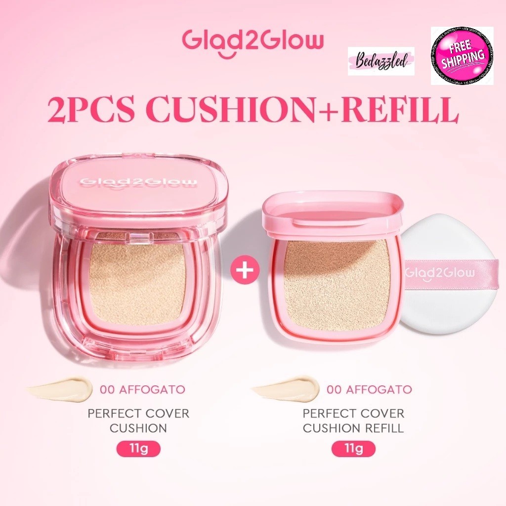 Glad2Glow Perfect Cover Cushion Foundation Full Coverage-FREE 1 REFILL