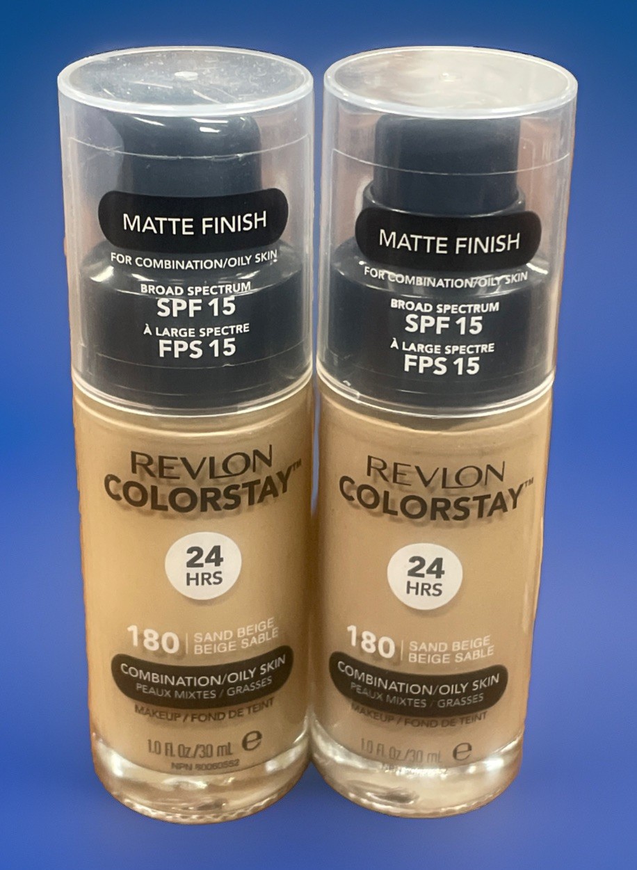 Revlon Colorstay 24HRS Foundation Combination Oily Skin 180 Sand Beige 2 Bottles