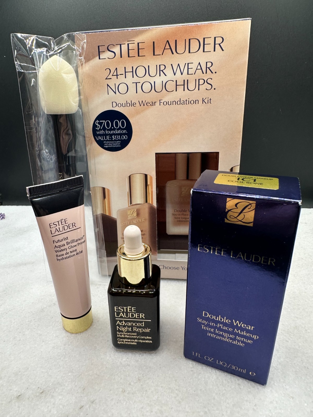 ESTÉE LAUDER Double Wear Stay In Place 1C1 COOL BONE W/3pce Gift Box $130 Value